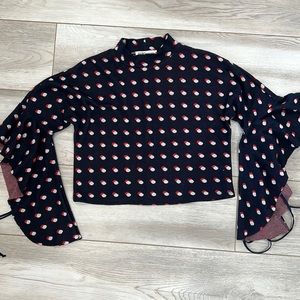 Size XS BCBG GENERATION. NAVY BLUE WITH RED AND WHITE/grey polka dots.